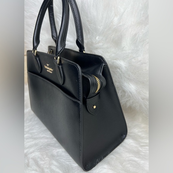 Kate Spade Madison Medium Saffiano Leather Black Satchel Crossbody - Picture 4 of 9